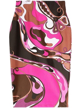 EMILIO PUCCI Unique Graphic Print High-Waisted Midi Skirt