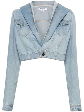 ALAIA Cropped Hooded Mini Denim Jacket