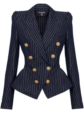 Lurex® pinstripe denim blazer