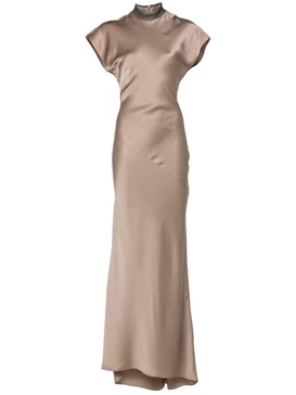 BRUNELLO CUCINELLI Elegant Satin Long Dress with Chain Detail