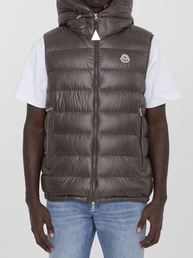 MONCLER Navy Blue Down Vest with Dual Hood Design