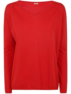 V Neck Sweater - Pomegranate / XS