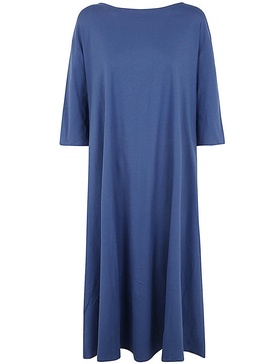 3/4 Sleeves Crew Neck Dress - Denim / 1