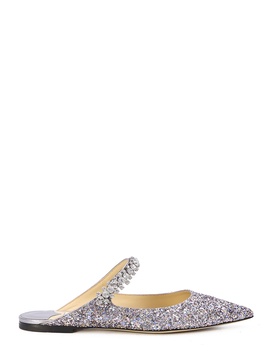 JIMMY CHOO Multicolor Glitter Flat Ballerinas with Crystal Strap