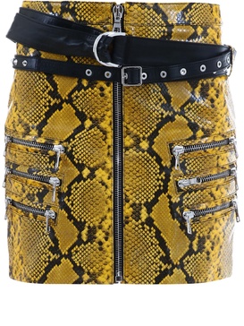 Yellow Python Leather Skirt