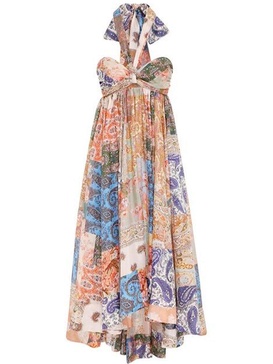 ZIMMERMANN Women's Multicoloured Silk Halter Maxi Dress for FW23