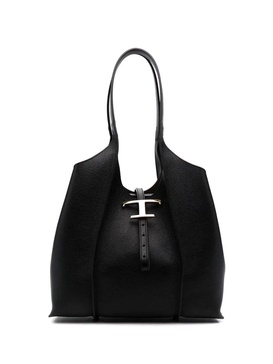 T Timeless Shopping Bag In Black Leather