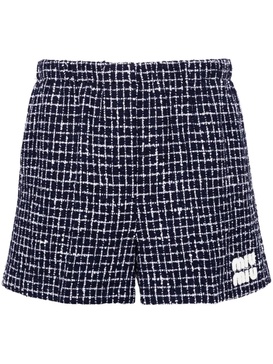 checked tweed mini shorts