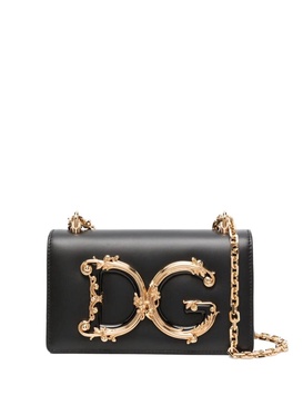 DOLCE & GABBANA DG Baroque Lambskin Handbag with Sliding Chain Strap and Magnetic Closure