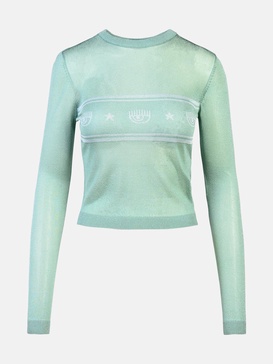 GREEN VISCOSE BLEND SWEATER