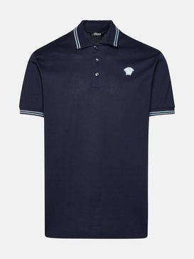 'MEDUSA' BLUE COTTON POLO SHIRT