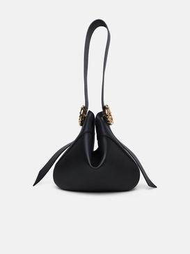 'MELODIE' BLACK LEATHER HOBO BAG