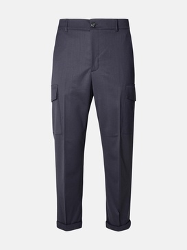 BLUE WOOL BLEND TROUSERS