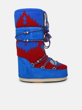 ALANUI X MOON BOOT ICON KNIT IN BLUE AND RED WOOL