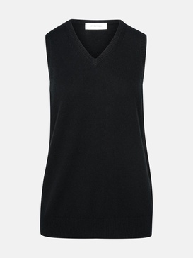 BLACK WOOL BLEND VEST