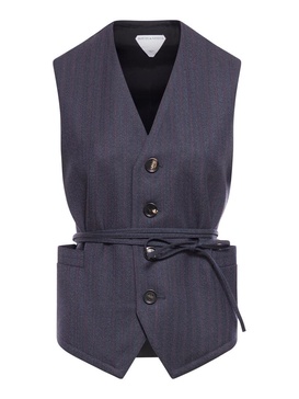 Bottega Veneta Women Subtle Stripe Wool Gilet