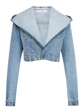 Alaia Women Short Jacket With Hood In Sky Denim