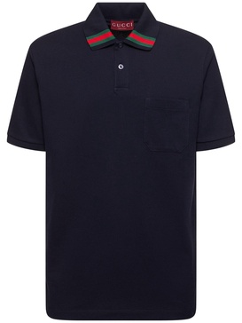 Stretch cotton piquet polo shirt