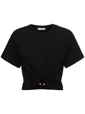 Logo cotton crop t-shirt w/ ring