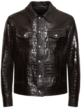 Croc embossed soft leather jacket