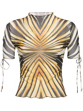 Ray Of Gold printed tulle top