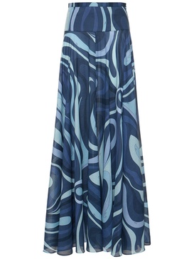 Marmo printed cotton muslin maxi skirt