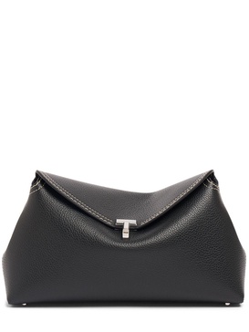 T-Lock pebble grain leather clutch