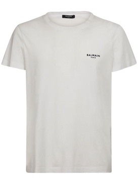 Flocked logo organic cotton t-shirt