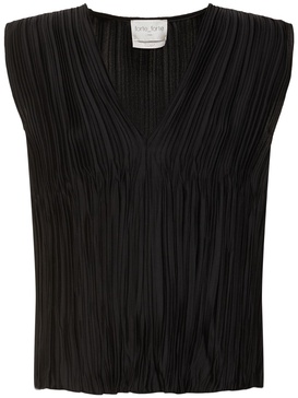 Plissé poly crepe sleeveless top