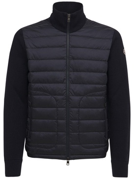 Wool blend tricot down jacket