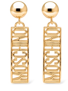 Plate logo drop earrings