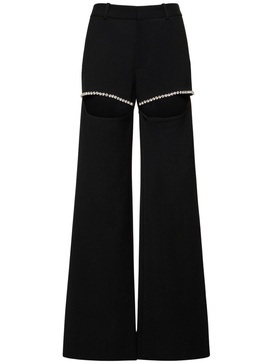 Embellished wool wide pants