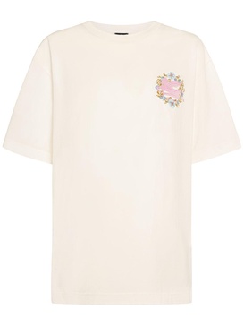 Cotton crewneck t-shirt w/embroidery