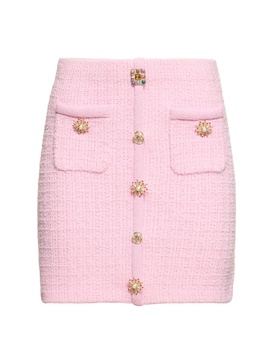 Embellished knit mini skirt