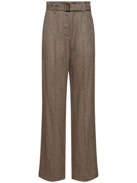 Brushed wool blend wide pants