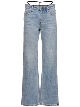 Mid rise relaxed cotton denim jeans