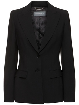 Single breast stretch wool jacket