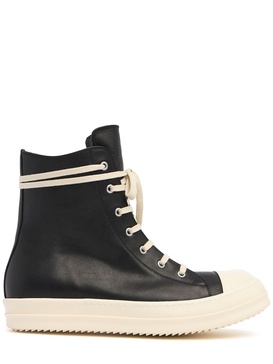 RICK OWENS High-Contrast Leather High-Top Sneakers