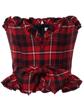 Wool tartan bustier w/bow