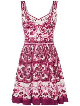 Maiolica print silk blend mini dress