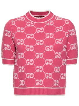 GG wool curly jacquard top