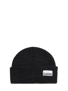 Light wool blend rib knit beanie