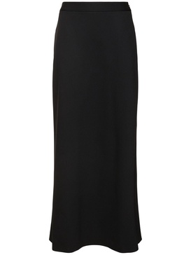 Wool blend twill long skirt