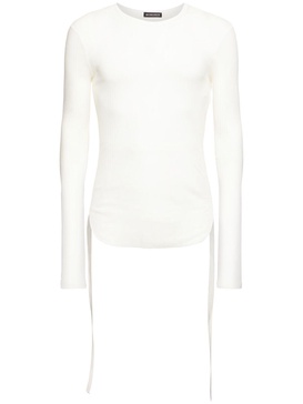 Brando wrinkled cropped long sleeve top