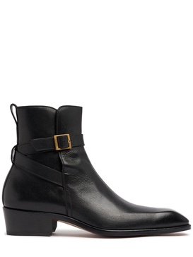 Kenneth grained leather buckle boots