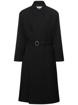 Oversize wool gabardine trench coat