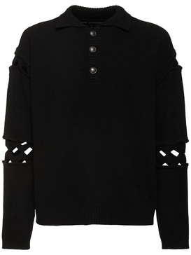 Cutout polo sweater