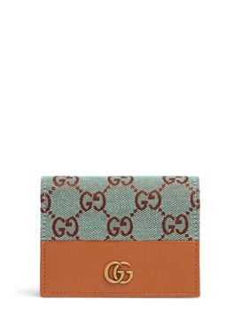 GG canvas & leather bifold card case