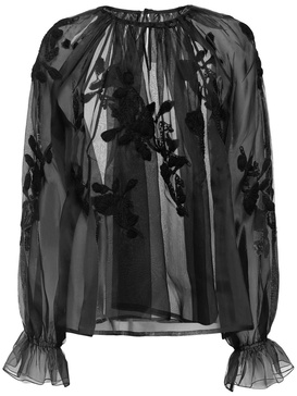 Embroidered silk organza shirt