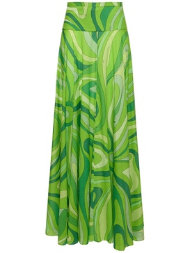 Marmo printed cotton muslin maxi skirt